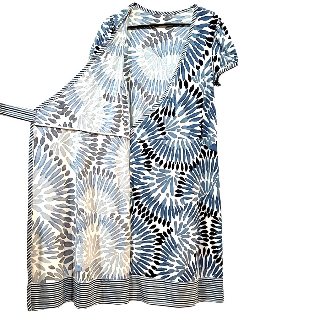 BCBG Max Azria Wrap Dress - Blues on Cream, M
